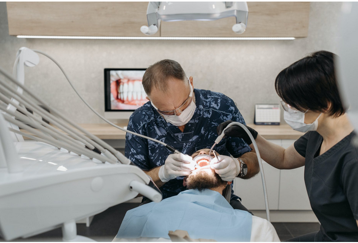 dentist attending a patient
